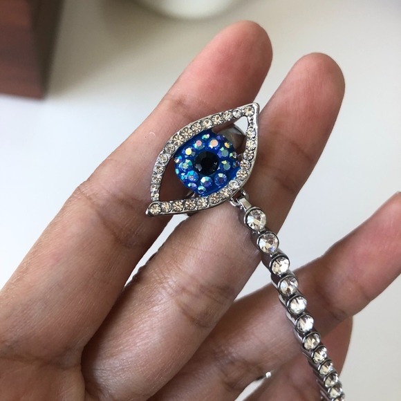 Blue Evil Eye Finger Chain Bracelet - Picture 6 of 7